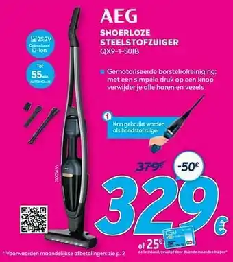Krëfel Aeg snoerloze steelstofzuiger qx9-1-50ib aanbieding