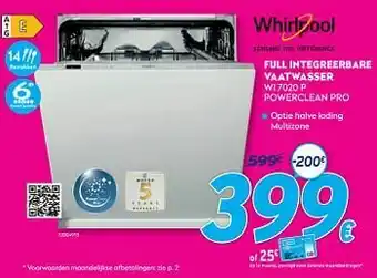 Whirlpool full integreerbare vaatwasser wi 7020 p powerclean pro