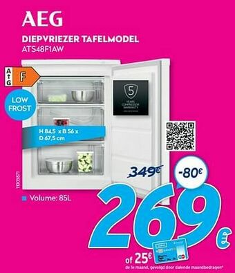 Krëfel Aeg diepvriezer tafelmodel ats48f1aw aanbieding