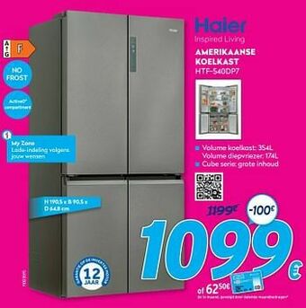 Krëfel Haier amerikaanse koelkast htf-540dp7 aanbieding