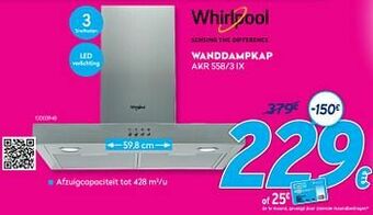Krëfel Whirlpool wanddampkap akr 558-3 ix aanbieding