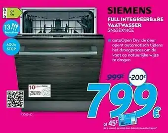 Krëfel Siemens full integreerbare vaatwasser full sn63ex14ce aanbieding