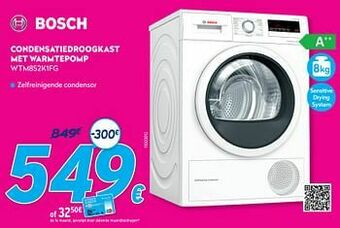 Krëfel Bosch condensatiedroogkast met warmtepomp wtm852k1fg aanbieding