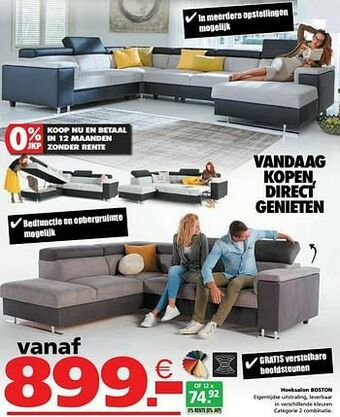 Seats and Sofas Hoeksalon boston aanbieding
