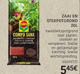 HandyHome Compo Zaai En Stekpotgrond 20l aanbieding