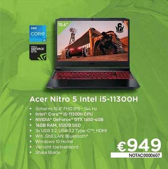 CompuDeals Acer Nitro 5 Intel I5-11300h aanbieding