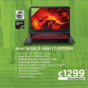 Acer Nitro 5 Intel I7-10750h