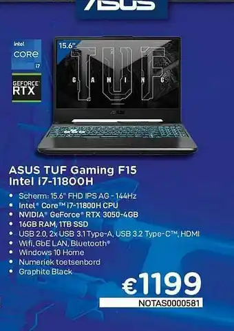 Asus Tuf Gaming F15 Intel I7-11800 H