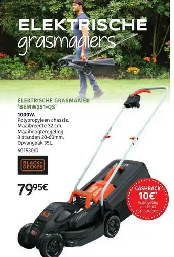 HandyHome Elektrische Grasmaaier 'bemw351-s' Black+decker aanbieding
