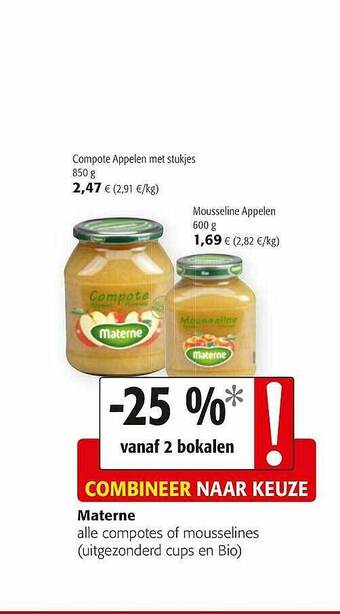 Colruyt Materne Alle Compotes Of Mousselines aanbieding