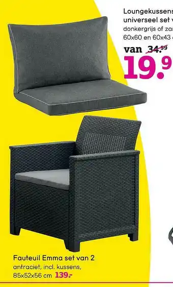 Leen Bakker Loungekussens Universeel En Fauteuil Emma Set Van 2 aanbieding