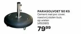 Supra Bazar Parasolvoet 50 Kg Cement Met Pvc Cover Roestvrij Stalen Buis Op Wielen aanbieding