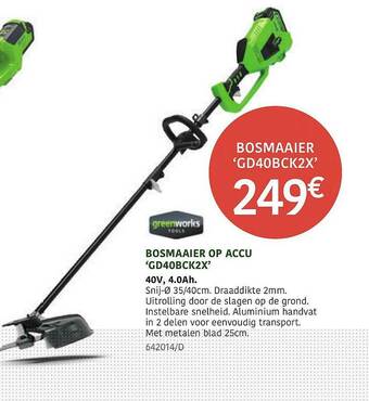 HandyHome Bosmaaier Op Accu 'gd40bck2x' Greenworks aanbieding