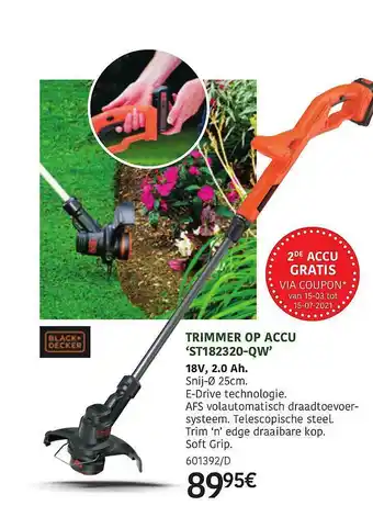 HandyHome Trimmer Op Accu 'st182320-qw' Black+decker aanbieding