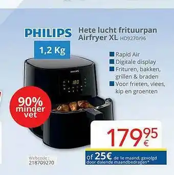Philips Hete Lucht Frituurpan Airfryer Xl