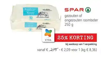 Spar Spar Gezouten Of Ongezouten Roomboter 250 G aanbieding
