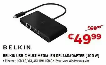 Exellent Belkin usb-c multimedia- en oplaadadapter 100 w aanbieding