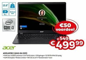 Exellent Acer aspire 3 a315-56-33vv aanbieding
