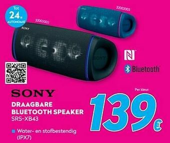 Sony draagbare bluetooth speaker srs-xb43