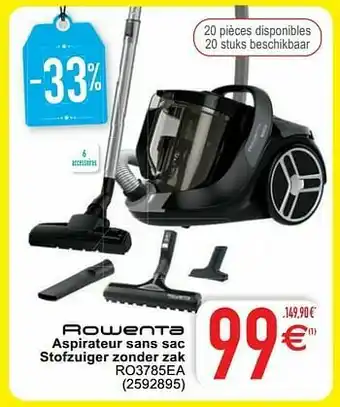 Cora Rowenta aspirateur sans sac stofzuiger zonder zak ro3785ea aanbieding
