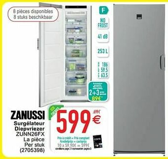 Cora Zanussi surgélateur diepvriezer zunn26fx aanbieding
