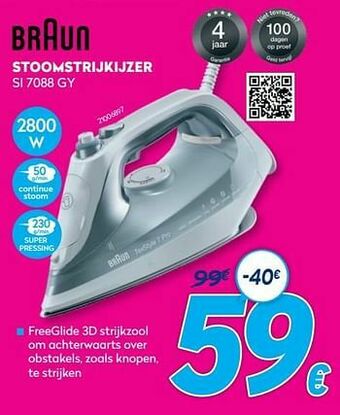 Krëfel Braun stoomstrijkijzer si 7088 gy aanbieding