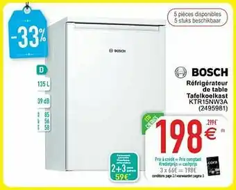 Cora Bosch réfrigérateur de table tafelkoelkast ktr15nw3a aanbieding