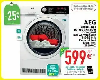Aeg sèche-linge pompe à chaleur droogkast met warmtepomp t8dbe84w