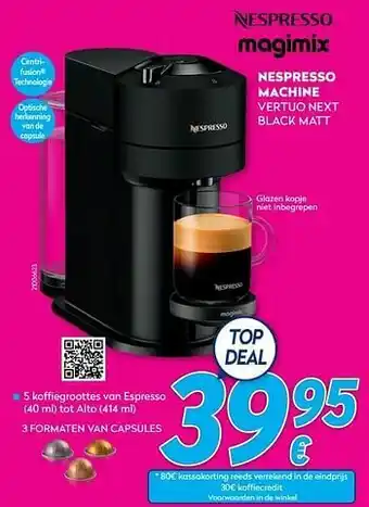 Krëfel Magimix nespresso machine vertuo next black matt aanbieding