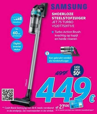 Krëfel Samsung snoerloze steelstofzuiger jet 75 turbo vs20t7531t1-e aanbieding