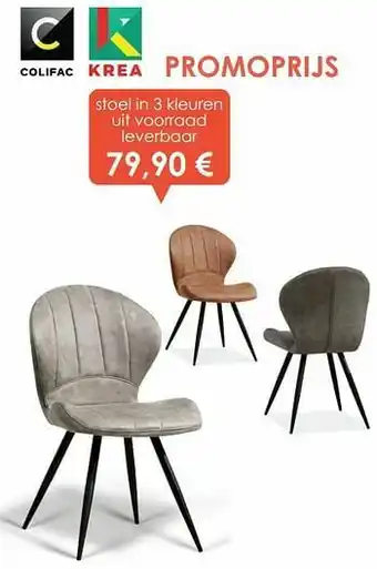 Stoel in 3 kleuren uit voorraad leverbaar