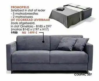 Zetelbed in stof of leder