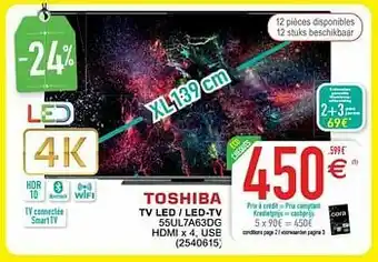 Cora Toshiba tv led - led-tv 55ul7a63dg aanbieding