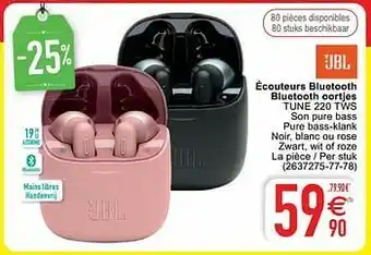 Cora Jbl écouteurs bluetooth bluetooth oortjes tune 220 tws aanbieding