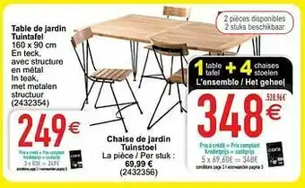 Cora 1 table tafel + 4 chaises stoelen aanbieding
