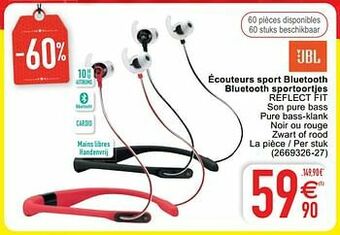 Cora Jbl écouteurs sport bluetooth bluetooth sportoortjes reflect fit aanbieding
