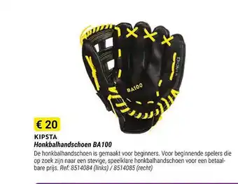 Decathlon Kipsta honkbalhandschoen ba100 aanbieding
