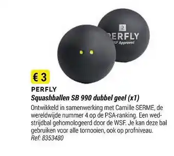 Decathlon Perfly squashballen sb 990 dubbel geel aanbieding