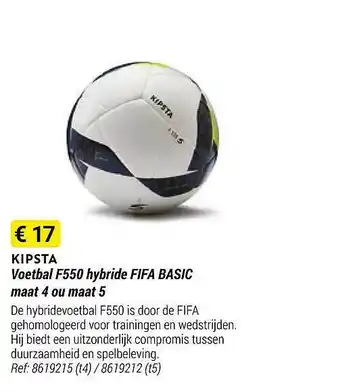 Decathlon Kipsta voetbal f550 hybride fifa basic aanbieding