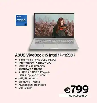 CompuDeals Asus vivobook 15 intel i7-1165g7 aanbieding