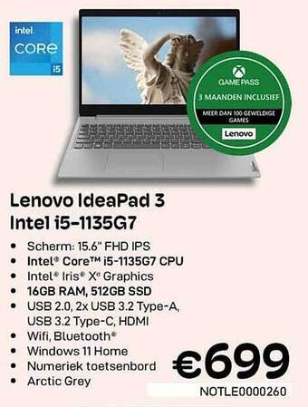 CompuDeals Lenovo ideapad 3 intel i5-1135g7 aanbieding