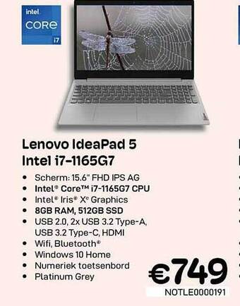 CompuDeals Lenovo ideapad 5 intel i7-1165g7 aanbieding
