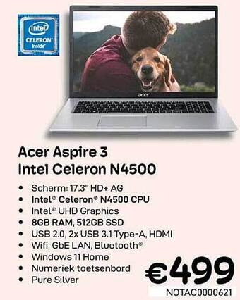 CompuDeals Acer aspire 3 intel celeron n4500 aanbieding