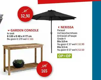 Weba Garden Console En Nerissa Parasol aanbieding