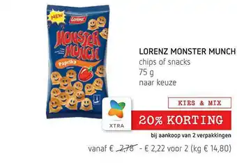 Spar Lorenz Monster Munch Chips Of Snacks aanbieding