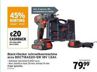 GAMMA Black+decker Schroefboormachine Accu Bdc718as20-qw 18v 1,5ah aanbieding