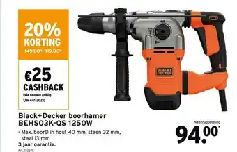 GAMMA 20% Korting Black+decker Boorhamer Behso3k-qs 1250w aanbieding
