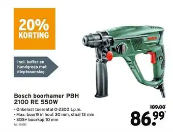 20% Korting Bosch Boorhamer Pbh 2100 Re 550w