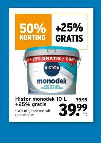 GAMMA Histor Monodek 10 L + 25% Gratis aanbieding