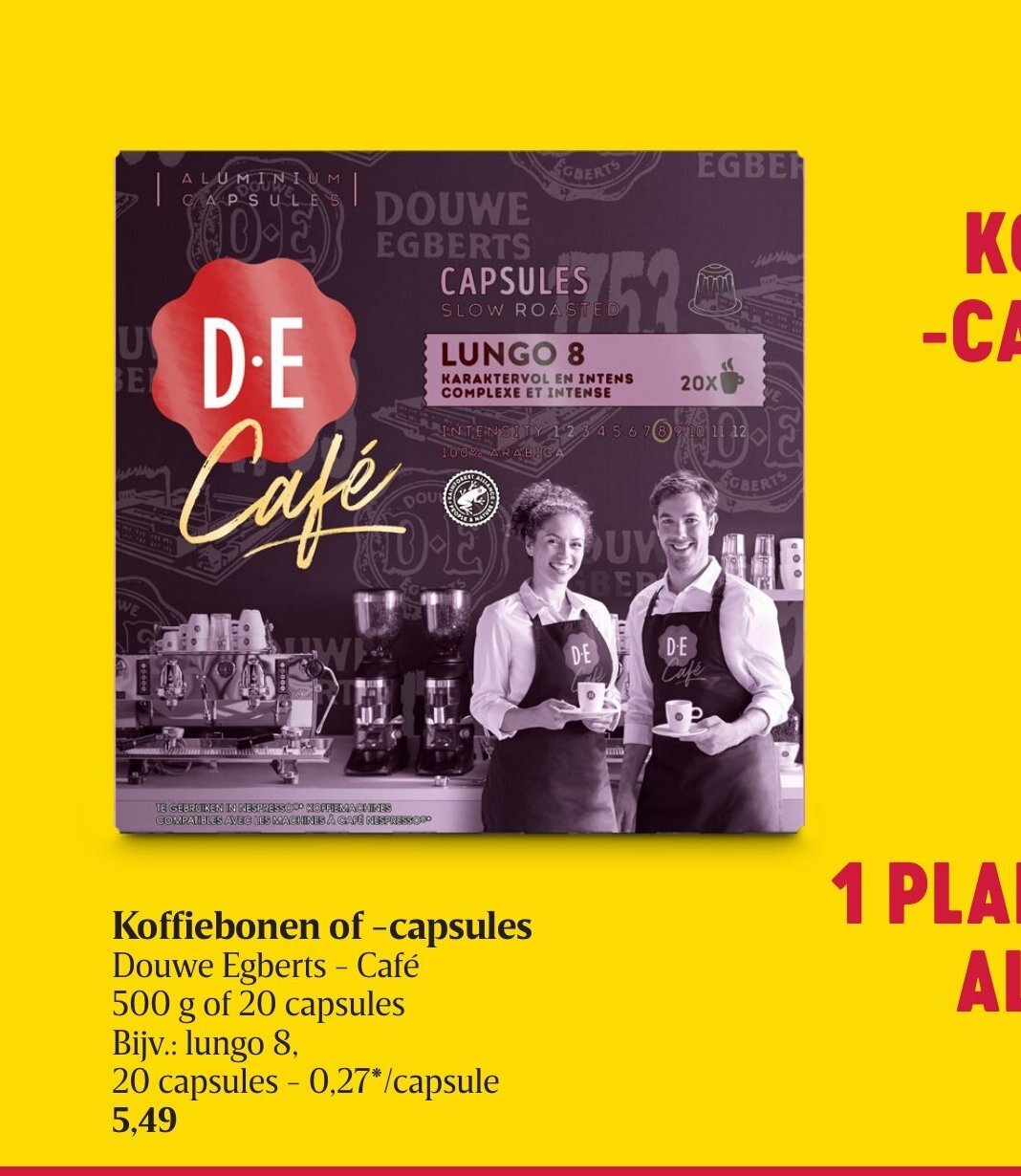 Douwe EgbertsCafe Koffiebonen of Capsules 500g of 20 capsules promotie